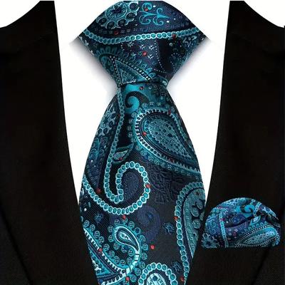 Conjunto de Corbatas de Hombre Lujo Paisley Floral Corbatas de Cuello Formal de Negocios Conjunto de Pañuelo de Bolsillo Para Trajes de Boda Fiesta Accesorios