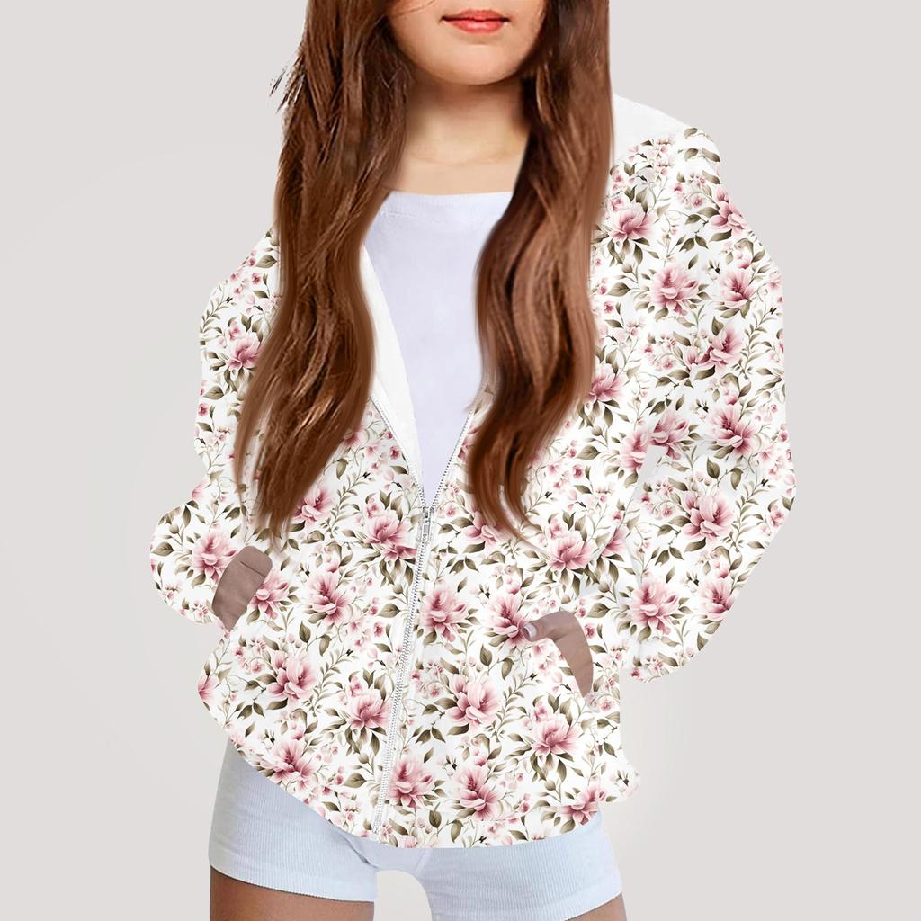 Moda dziecięca Bluza z kapturem z nadrukiem z długim rękawem Dziewczęca kurtka hoodie