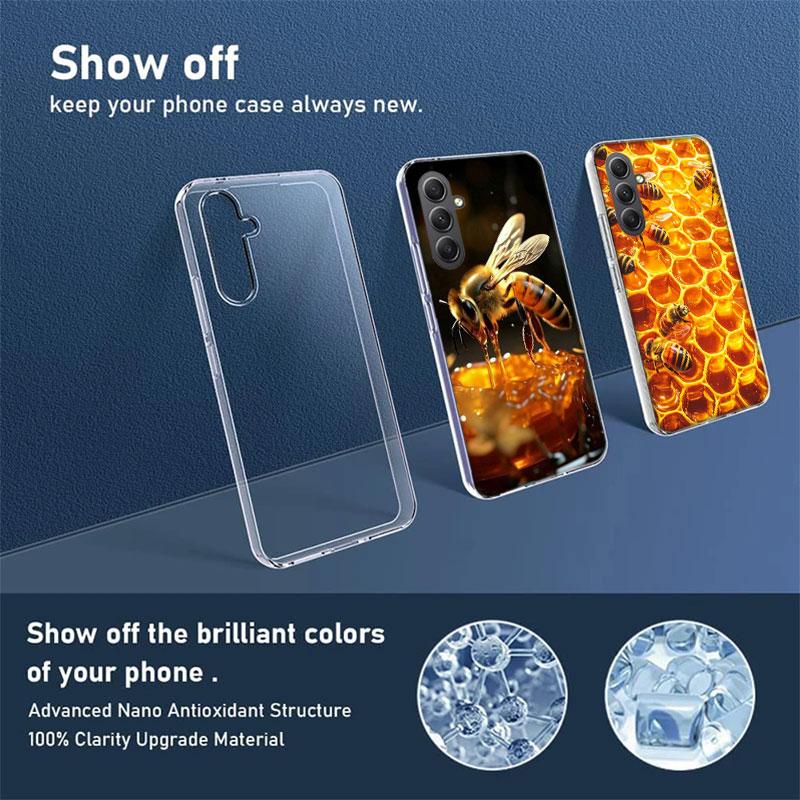 Bees and Honey in the Honeycomb Phone Case For Samsung A54 A34 A24 A14 A53 A33 A23 A13 A52S A32 A22 A12 A17 Galaxy A03S A04S A02