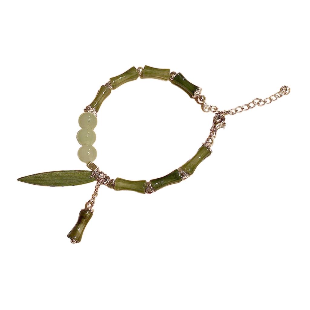 Resin Bamboo Wristband Simulated Bamboo Bracelet Adjustable Length Wrist Chain Delicate Beaded Bracelet Resin Material