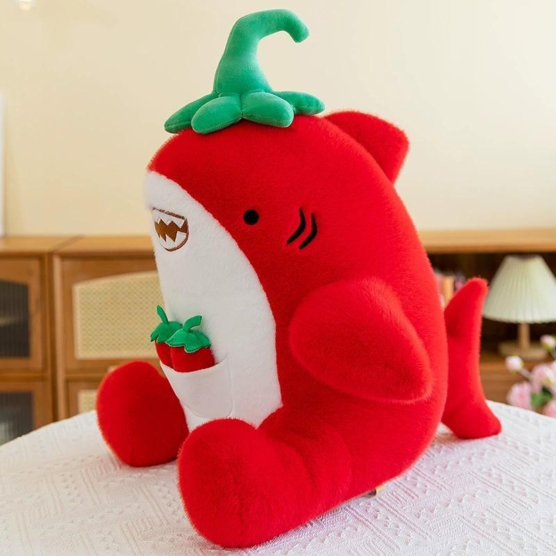 Creative Pepper Chili Shark Plush Doll Marine Animal Cushion Plushie Gift Toy