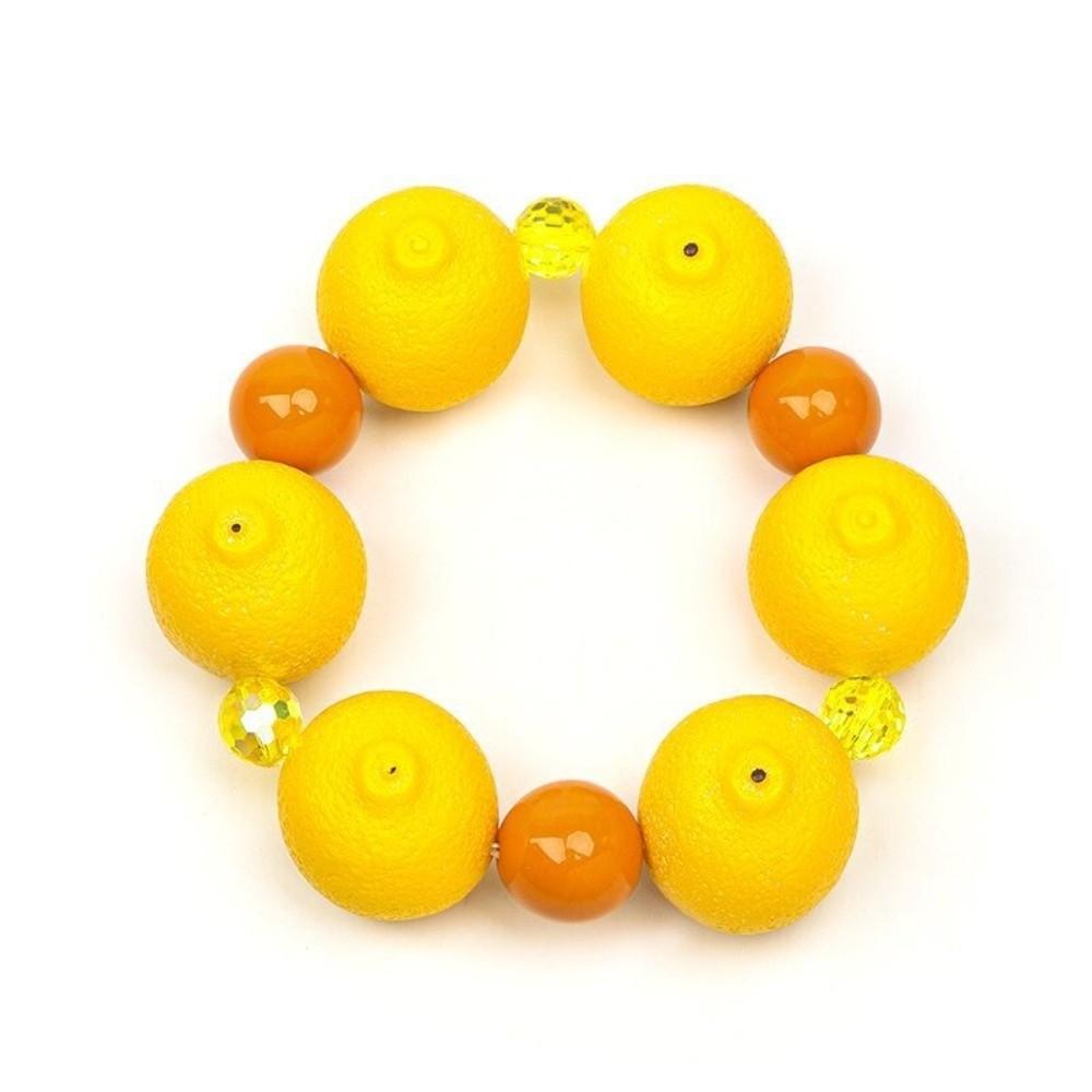 Colorful 3D Fruit Elastic Bangle Resin Exaggerated Bracelet Unique Beaded Bracelet  Women
