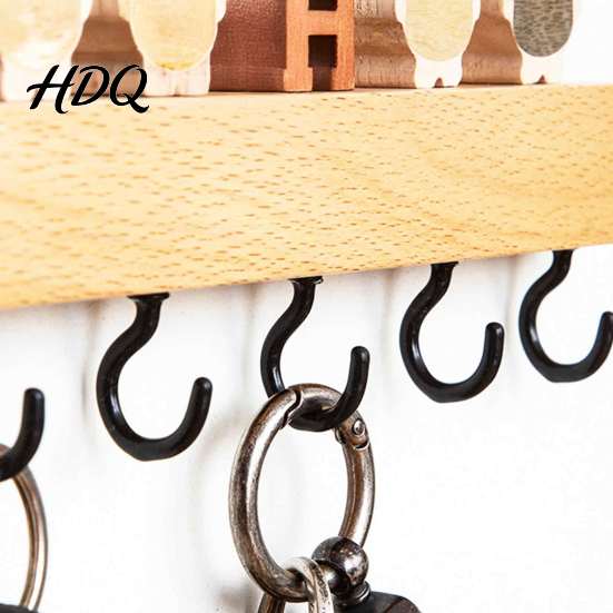 Entryway Key Storage Rack Wooden Holder with 6 Hooks Decorative Organizer No Drill Hook Rack Easy Wall Mount Installation Hanger for Home