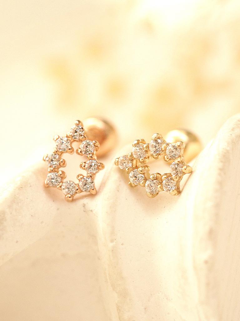 Minimalpiercing 14K Crystal Teardrop Piercing Earrings