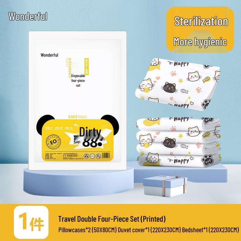 Odporny na podróże jednorazowy 4-częściowy zestaw pościeli: Prześcieradło włókninowe, Poszwa na kołdrę, Kołdra pyłoszczelna dla hoteli, Rozmiar podwójny
