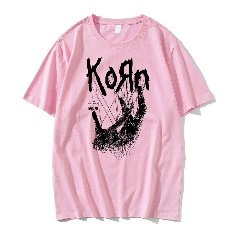 American Singer Rock Band Korn Print Graphic T-shirt Summer Short Sleeve Tees Tops Streetwear Casual Pure Cotton T Shirts Men's