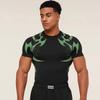 Men Sport Short Sleeve Shirt GYM Men's Muscle Fitness Sweatshirt Elastic Quick Drying for Outdoor Sports and Gym Training Top