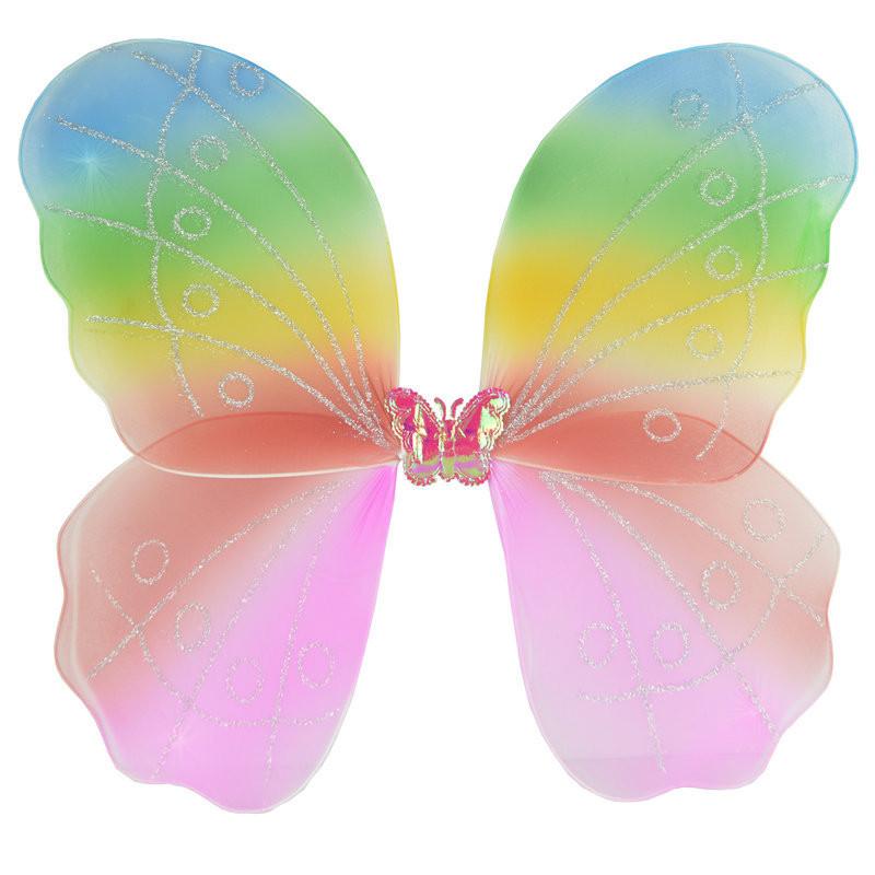 Детский танцевальный костюм с радужной юбкой из тюля и крыльями бабочки для выступления Wing