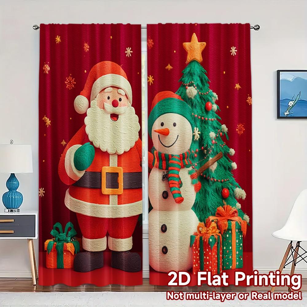 

2D Flat Printing JIT 2pcs Curtains (Without Rod) Festive Companions Popular Fashionable Curtains Polyester Easy Install 100*130 Rod Pocket 1pcs