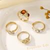 Geometric Niche Design Fashionable Retro Alloy Ring, Irregular Diamond-set Ring Set for Women