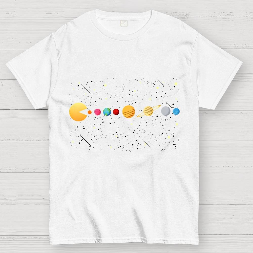 Funny Solar System - Astronauts Space Video Games Cotton Summer Casual Cool Loose T-Shirt