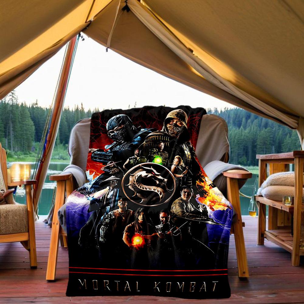 1PC Manta de Exterior Mortal Kombat Ligera de Franela, Suave y Cálida, Para Todas las Estaciones, Exterior, Camping, Sala de Estar, Oficina, L1106022