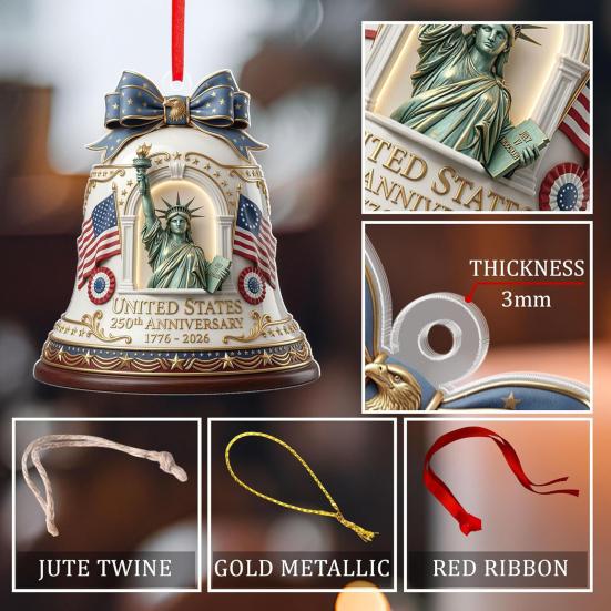Yousheng 2D Acrylic America 250th Anniversary Ornament 250 Years Patriotic Hanging Decoration 1776-2026 Commemorative Gifts for 4th of July