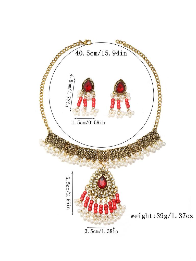 Set di Gioielli Colorati Etnici con Nappe: Collana e orecchini