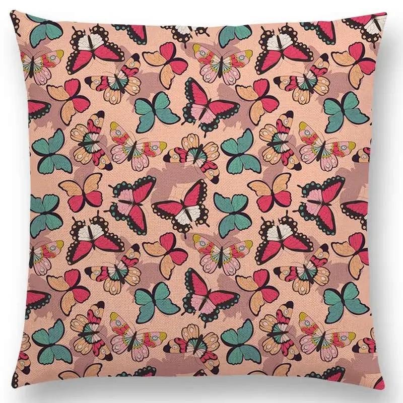 Botanical Floral And Butterfly Cushion Cover Beautiful Flowers Garden Mini Prints Home Decor Sofa Throw Pillow Case