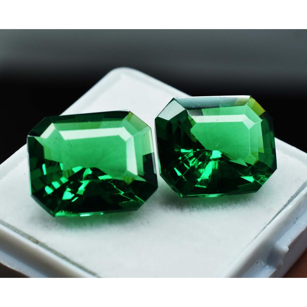 Garnet Emerald Cut Pair Green CERTIFIED Ring Size 19 Ct Natural Loose Gemstone