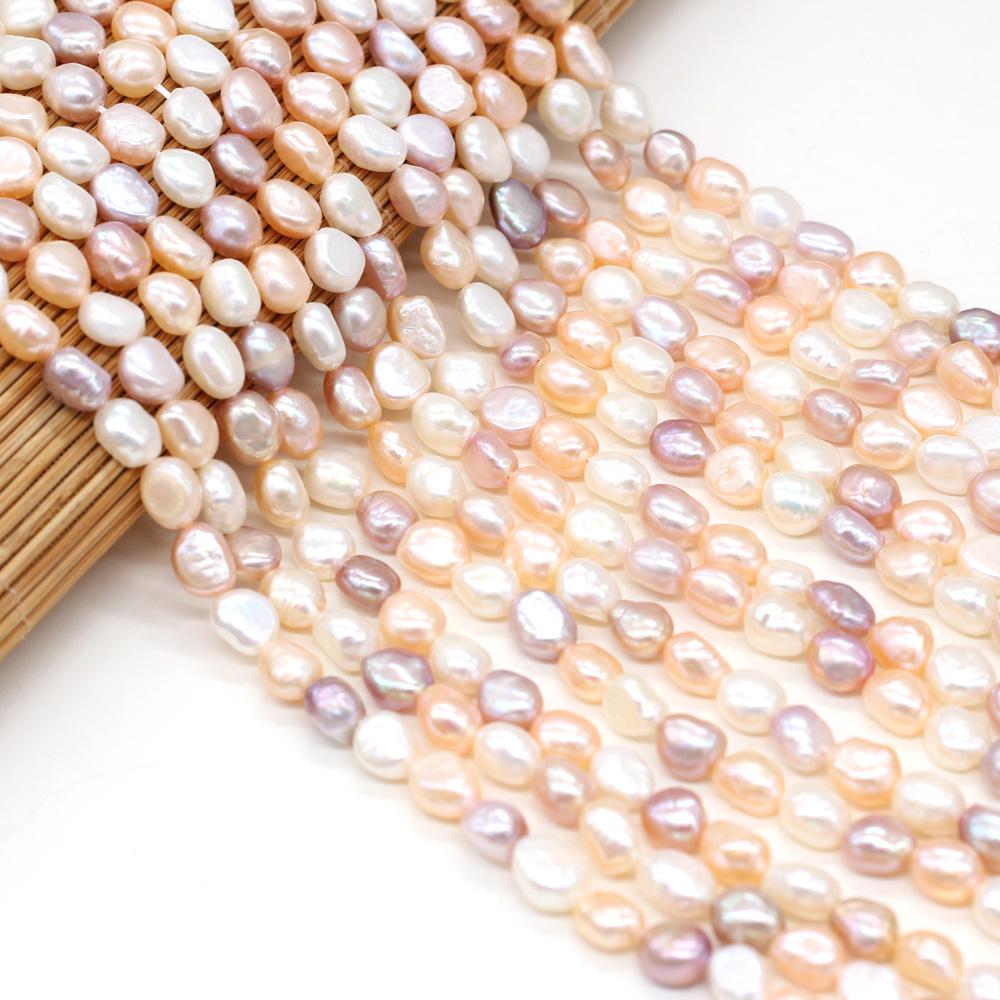 Boho Handmade Through Hole Pearl 5-6mm, Multicolor Natural Freshwater Pearls Beads for Jewelry Making DIY Necklace Accessories, Mother's Day Gift 36cm
