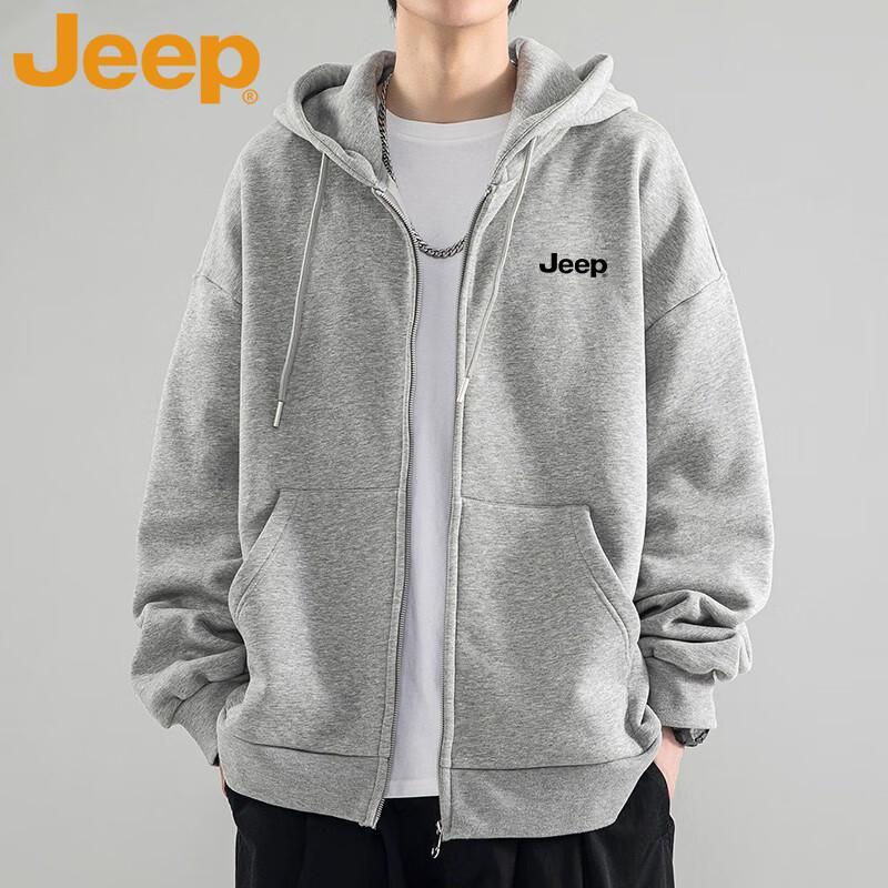 JEEP Men's Casual Hooded Zip-Up Sweatshirt