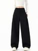 Saidi Khaki Curved Leg Wide High Waist Korean-Style Autumn Suit Pants