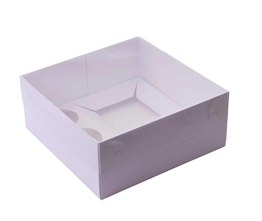 Pudełko Na Muffiny I Torcik 23X23X10Cm Biało-Transparentne Bento Box