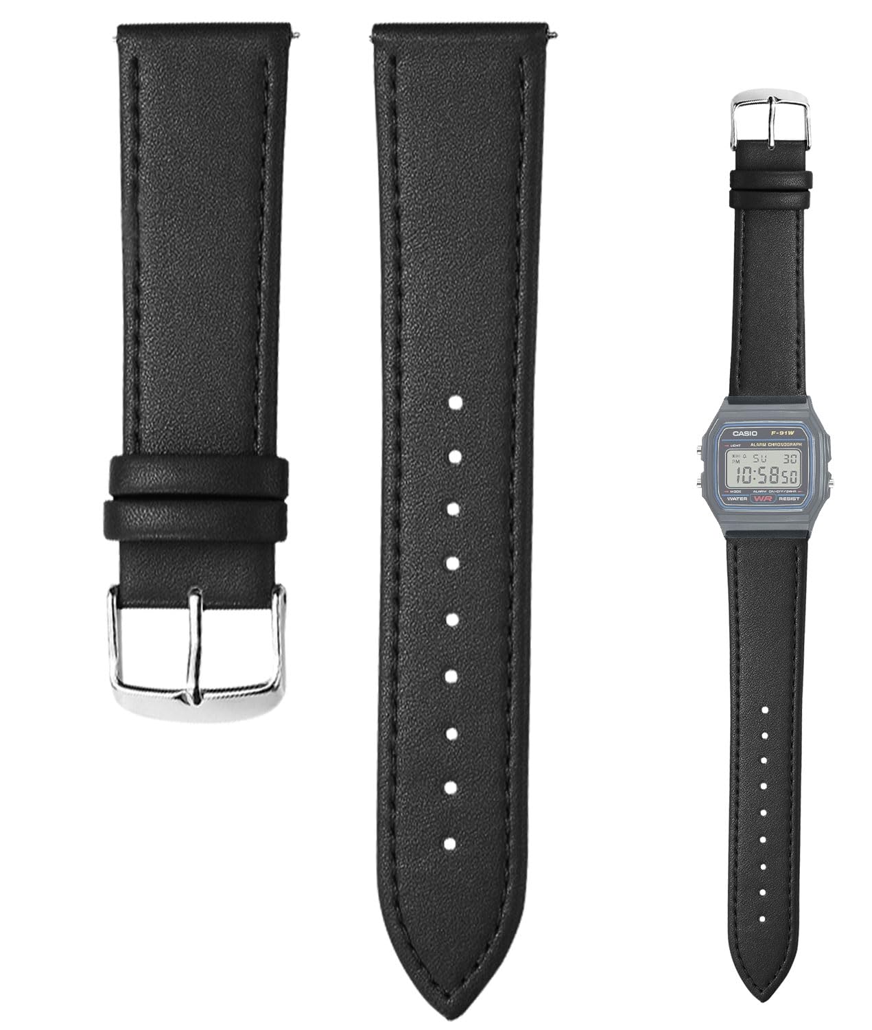 Сменный ремешок для часов CASIO F-91W [HVUYAL] Кожаный наручный ремешок, Легко устанавливается и снимается, Спортивный ремешок, Сменный ремешок, Инструмент для замены,