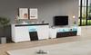 TV cabinet and side cabinet combination, 180*38.5*45cm high-gloss, LED lighting, lowboard, 140 x 40 x 65 cm, living room sideboard, black-white
