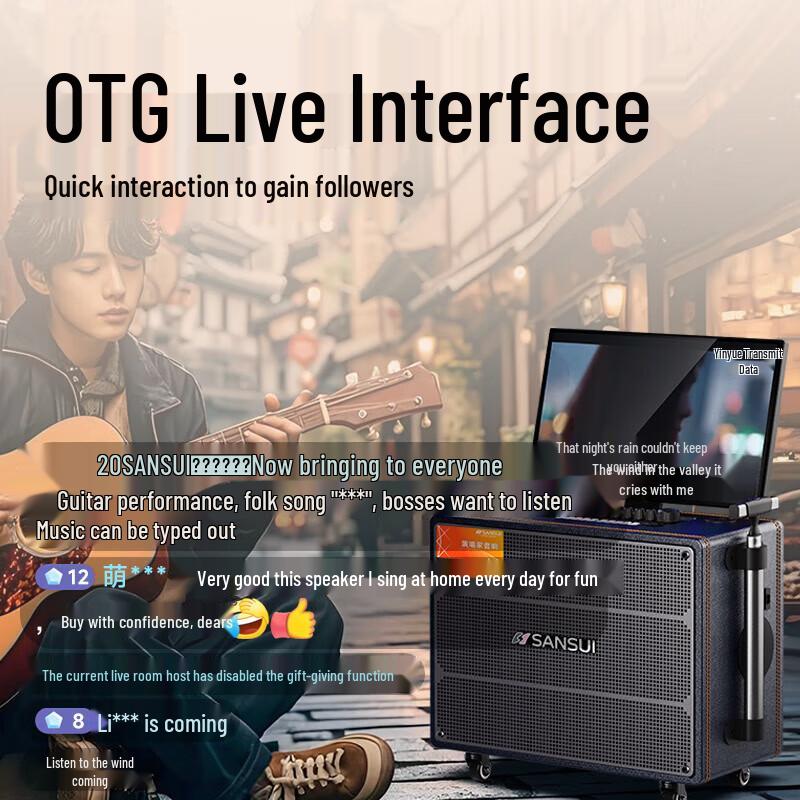SANSUI Q129 Portable KTV Speaker with Display CN plug (adapter included) (CN version)