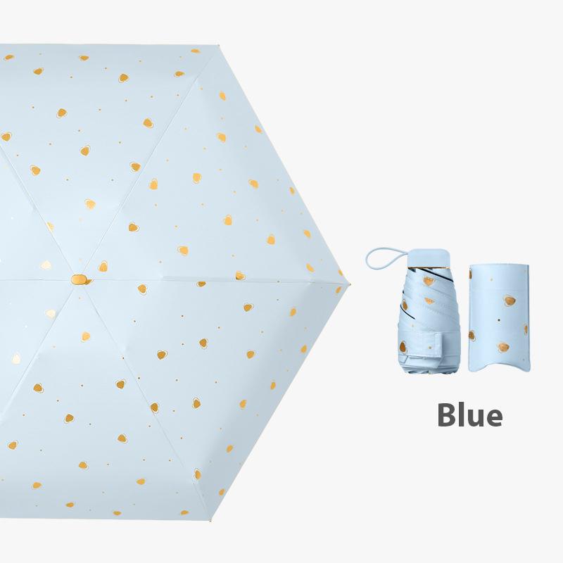 

Милый складной мини-зонт от солнца, женский плоский маленький зонт с защитой от ультрафиолета, карманный дизайнерский зонт, складной уличный зонтик синий