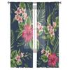 Tropical Flower Hibiscus Tulle Curtains for Living Room Bedroom Sheer Curtain for Balcony Hall Fashion Printed Home Drapes