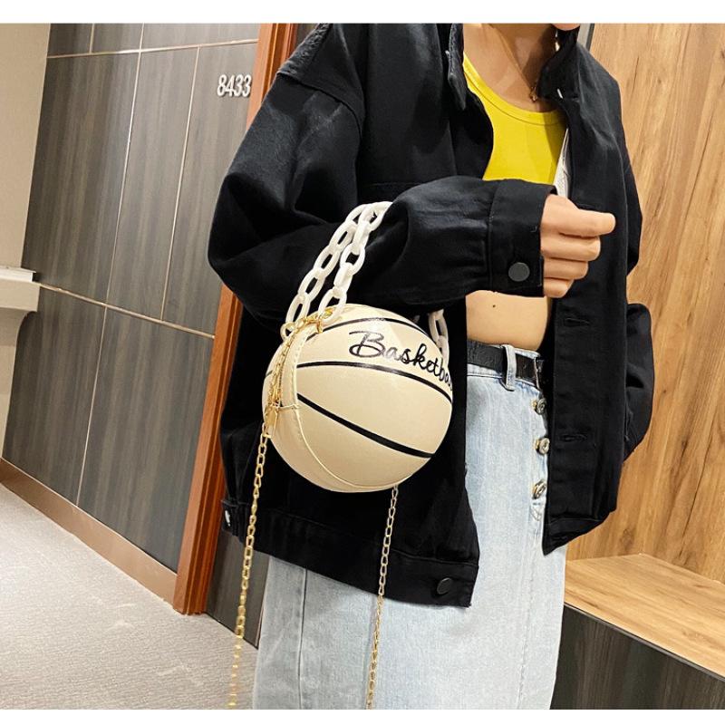 Tooxika Damen Neue runde Basketball-Handtasche mit Ball, vielseitige Umhängetasche, kleine Tasche