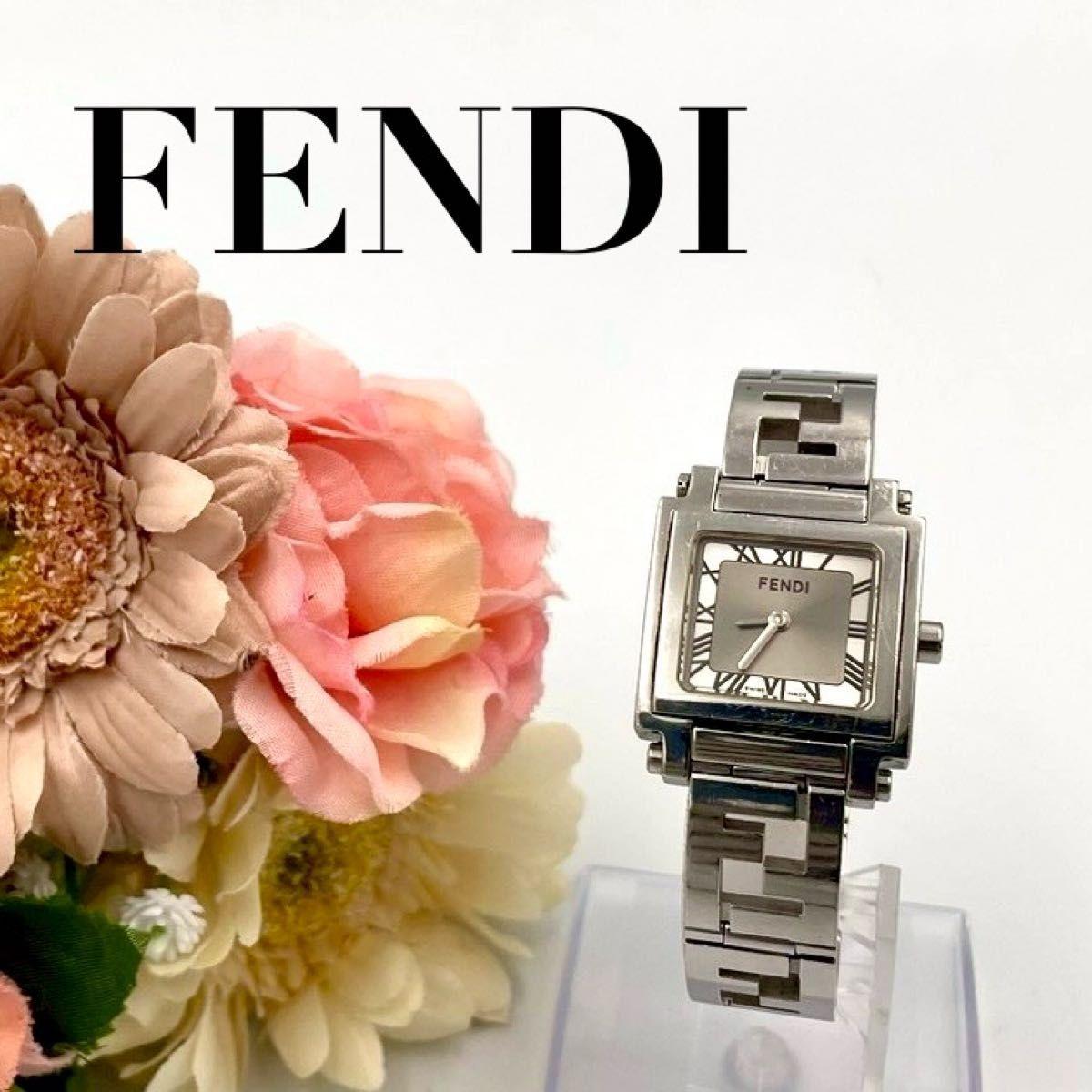 Used 923 Popular New Battery FENDI 6000L Watch Quartz Square Silver Dial Orology Stainless Steel
