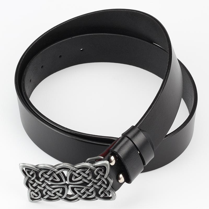 Fashion Women Belt Retro Celtic Knot Design Metal Pin Buckle Genuine Cowskin Leather Waistband Decorative Lady Gifts