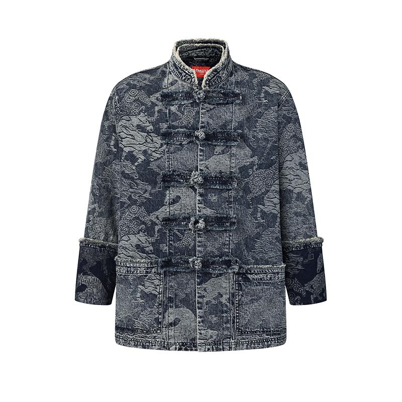 Fila Chaquetas de Golf de Mezclilla Unisex Mezclilla Azul Oscuro Jacquard Moderado A11U615702FDB
