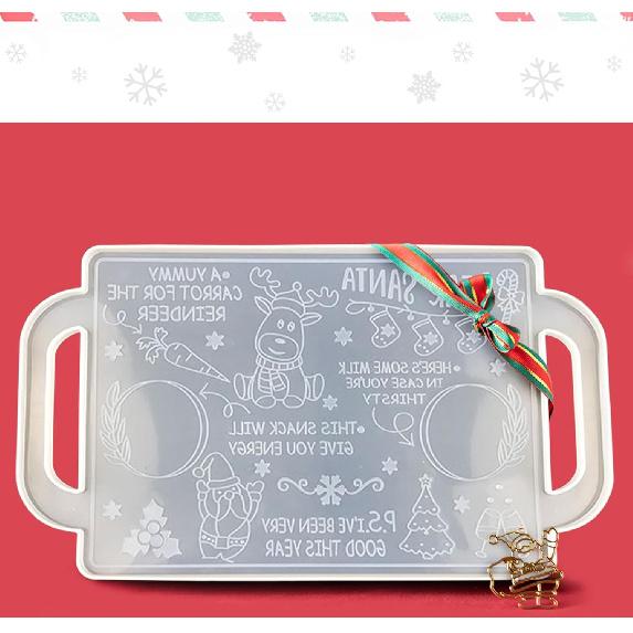 14 Inch(about 35.5 cm)Silicone Tray Mold,Large Rolling Tray Mold Christmas,Rectangular Resin Tray Mold with Handle,Used for resin making tableware