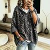 Leopard Print Hooded Knit Sweater Women Loose Fit Long Sleeve Pullover Casual Top