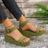 Neue Beliebte Damen Schuhe Plateau Sandalen Damen Peep Toe Hohe Keilabsätze Knöchelschnallen Sandalen Espadrilles Damen Sandalen Schuhe