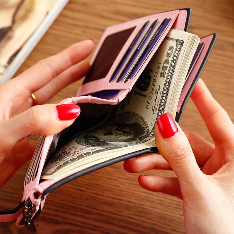 Fashion Women Wallet PU Leather Elegant Lady Wallets Hasp Zipper Design Short Coin Purse ID Card Holder
