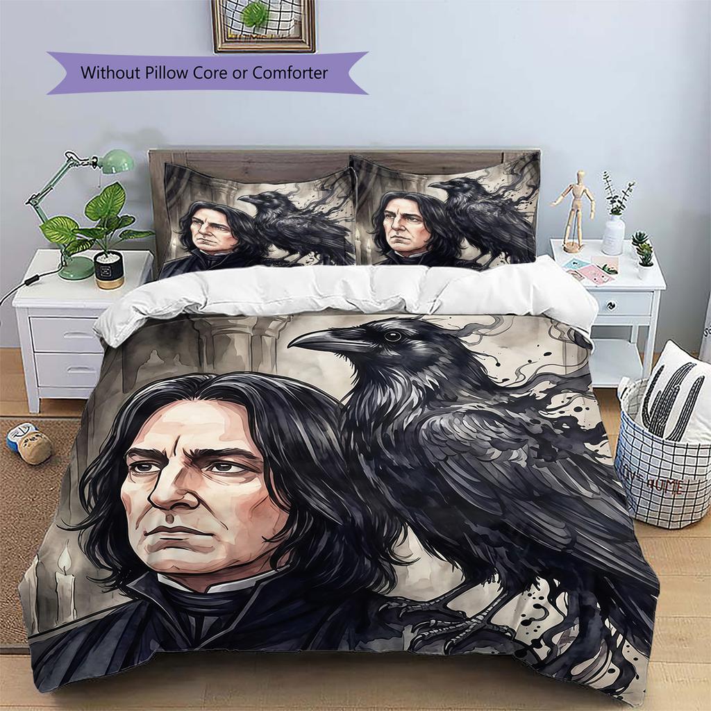 Severus Snape Pattern Bedding Quilt Set Home Decoration Gift (1 * Duvet Cover + 2 * Pillowcase Without Core)