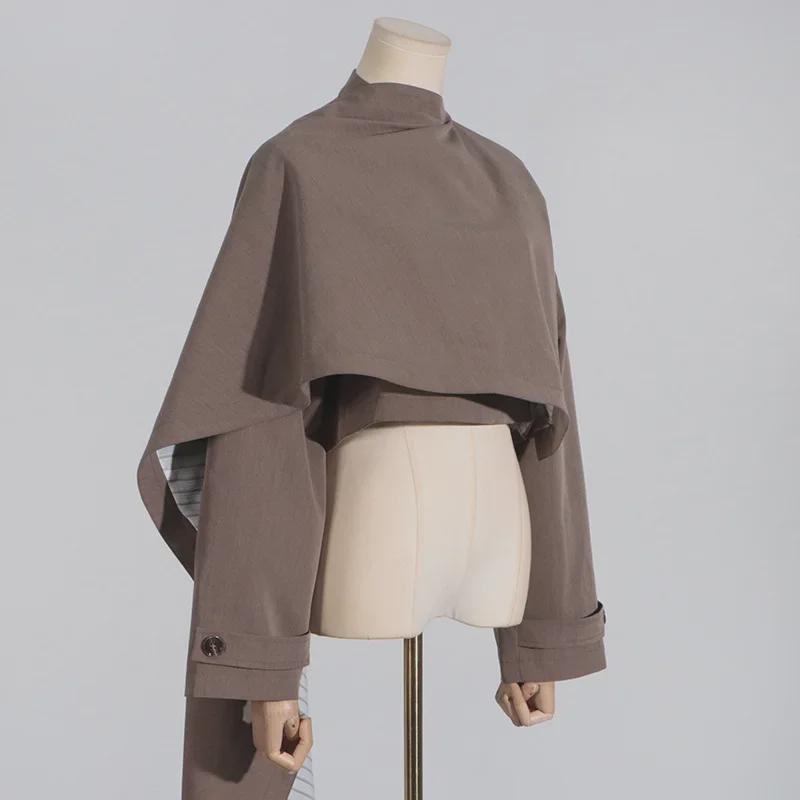 Women's 2025 Spring Cape-Style Blazer: Fashionable Long Sleeve Short Top