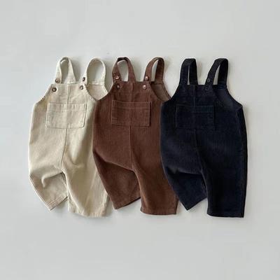 Jesienno-zimowy maluch Boys Baby Dziewczęta Solidny sztruks Romper z szelkami Dziecięcy kombinezon Playsuit Ubrania