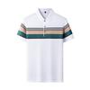 Maglietta Polo da Uomo con Collo a Revers T-shirt Estiva a Righe Color Contrastanti Delicata sulla Pelle Manica Corta Top da Uomo per Affari