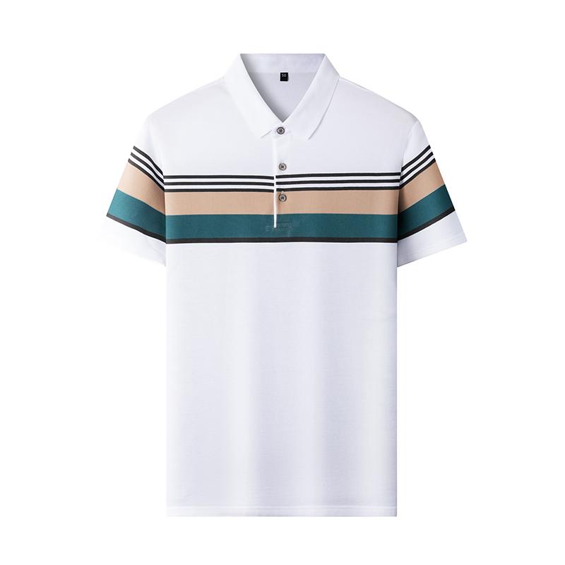 Maglietta Polo da Uomo con Collo a Revers T-shirt Estiva a Righe Color Contrastanti Delicata sulla Pelle Manica Corta Top da Uomo per Affari