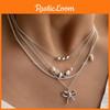 Butterfly Bow Multilayer Necklace With Faux Pearl And Electroplated Chain For Women
