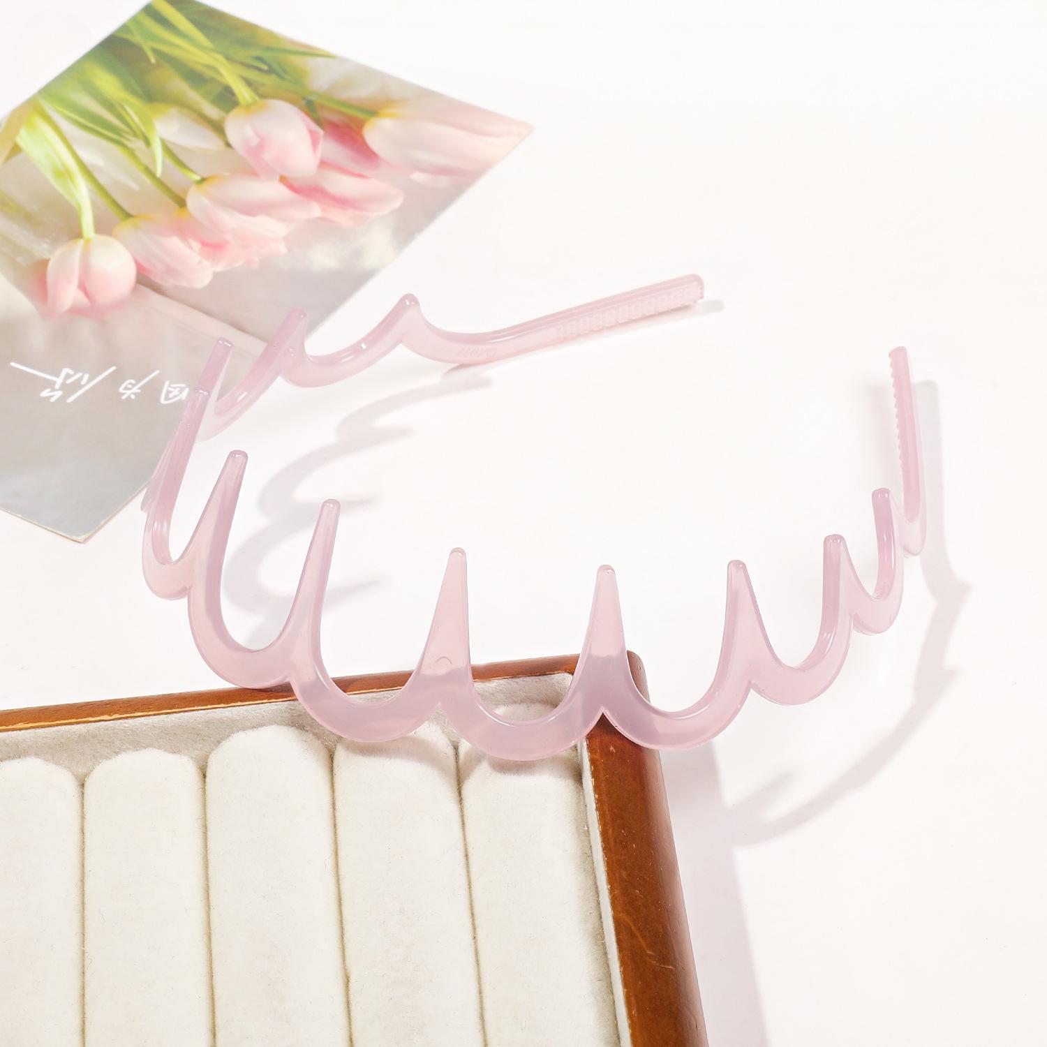 

Однотонные волнистые повязки для волос для женщин, элегантные модные зубчатые нескользящие расчески для волос, аксессуары для волос для девочек, спортивные повязки для лица