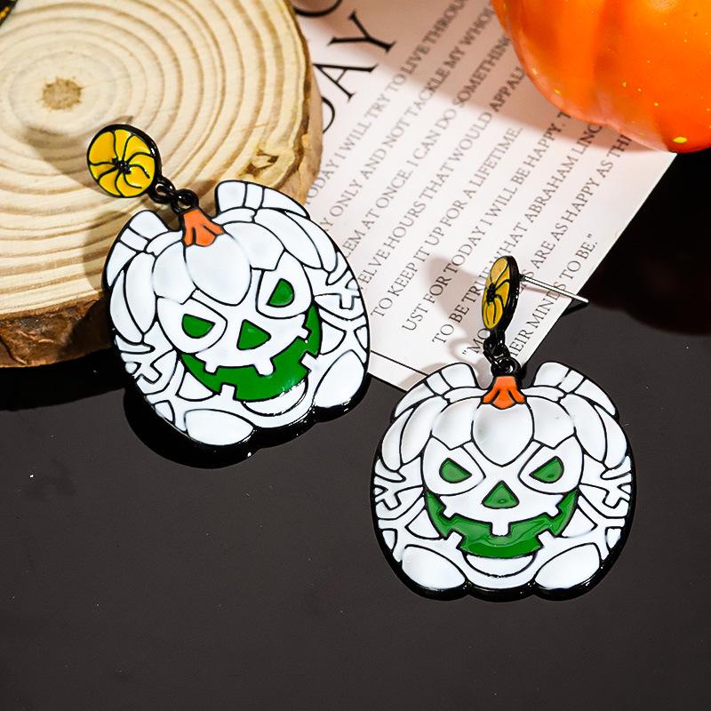 Halloween Cartoon Earrings: Pumpkin, Ghost & Bat Dangles for Women