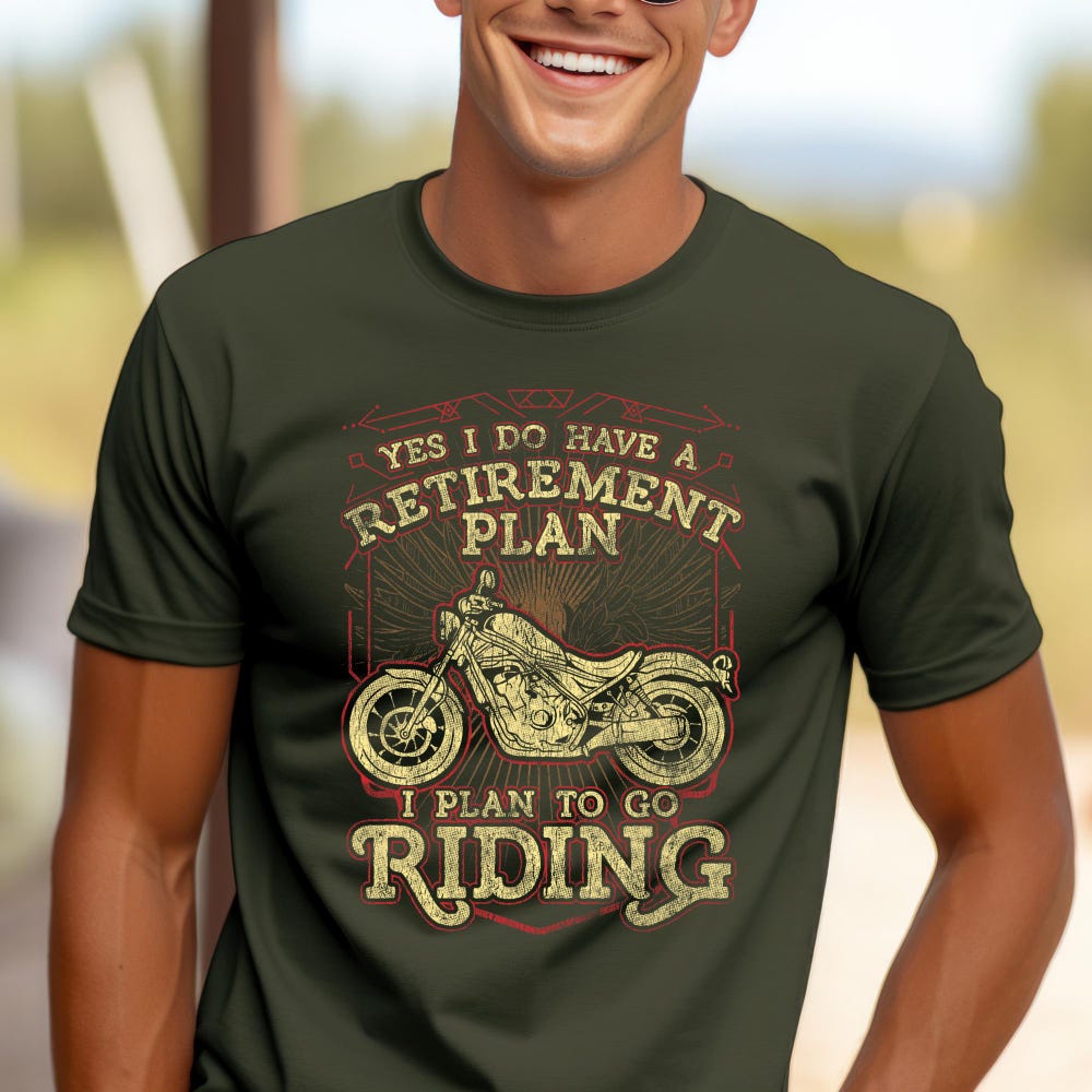Funny Retirement Plan Motorcycle T-Shirt: Vintage Biker Graphic XXXXL