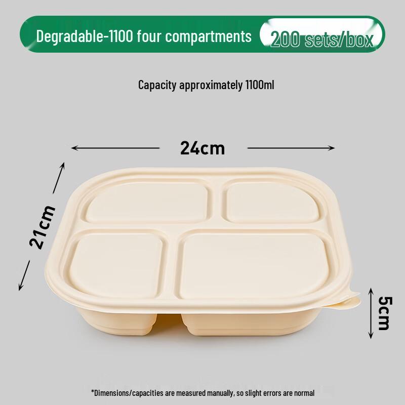 

Degradable Disposable Four-Compartment Lunch Box Set