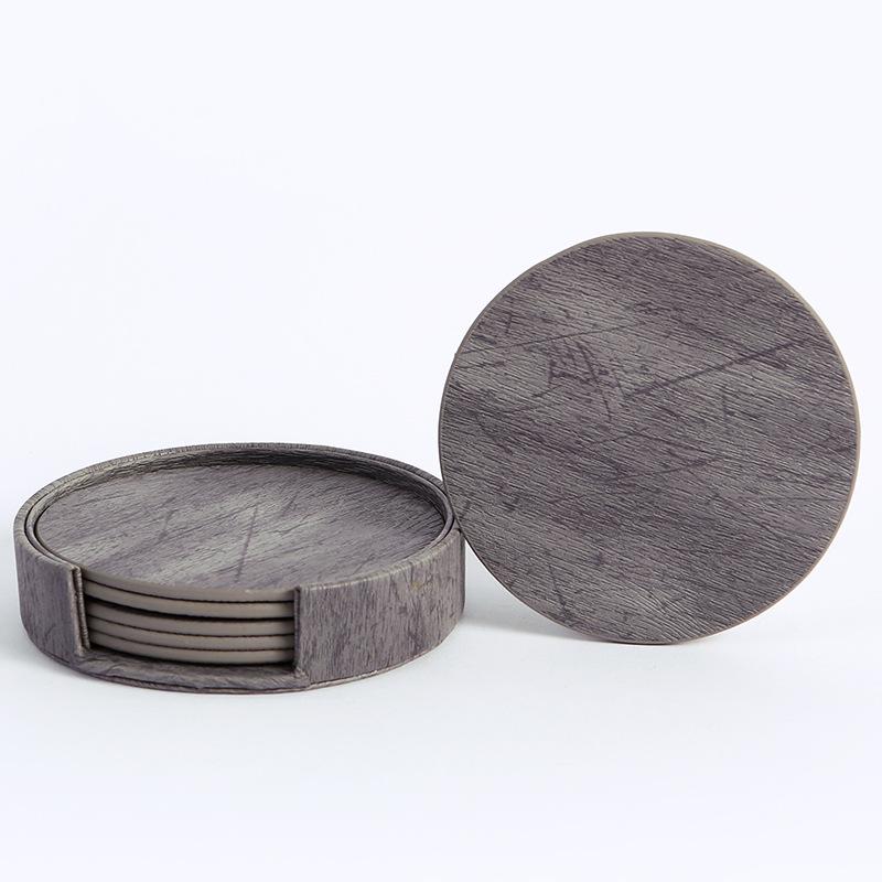 Round Double-Sided Leather Tea Coaster with Heat Insulation