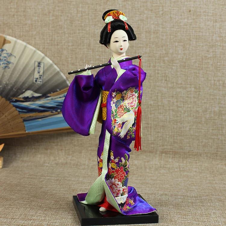 30cm Japanese Lovely Geisha Figurines Dolls with Beautiful Kimono New House Office Decoration Miniatures Birthday Gift