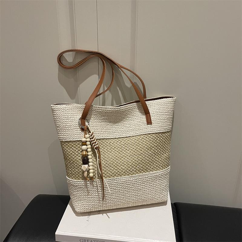 Borsa Tote a Spalla Singola Grande Capacità Casual per Vacanze al Mare Primavera/Estate